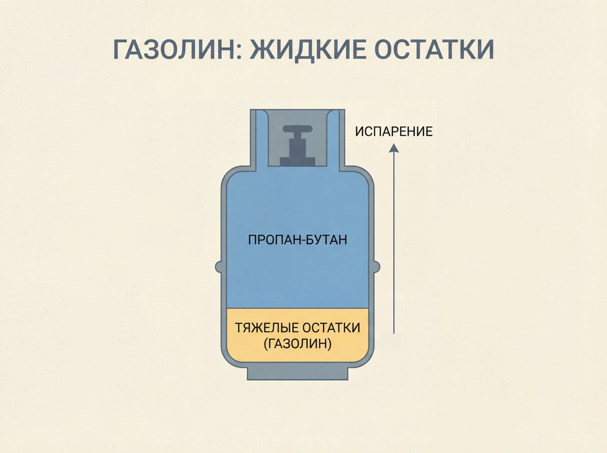 Газолин - это жидкий осадок в баллоне